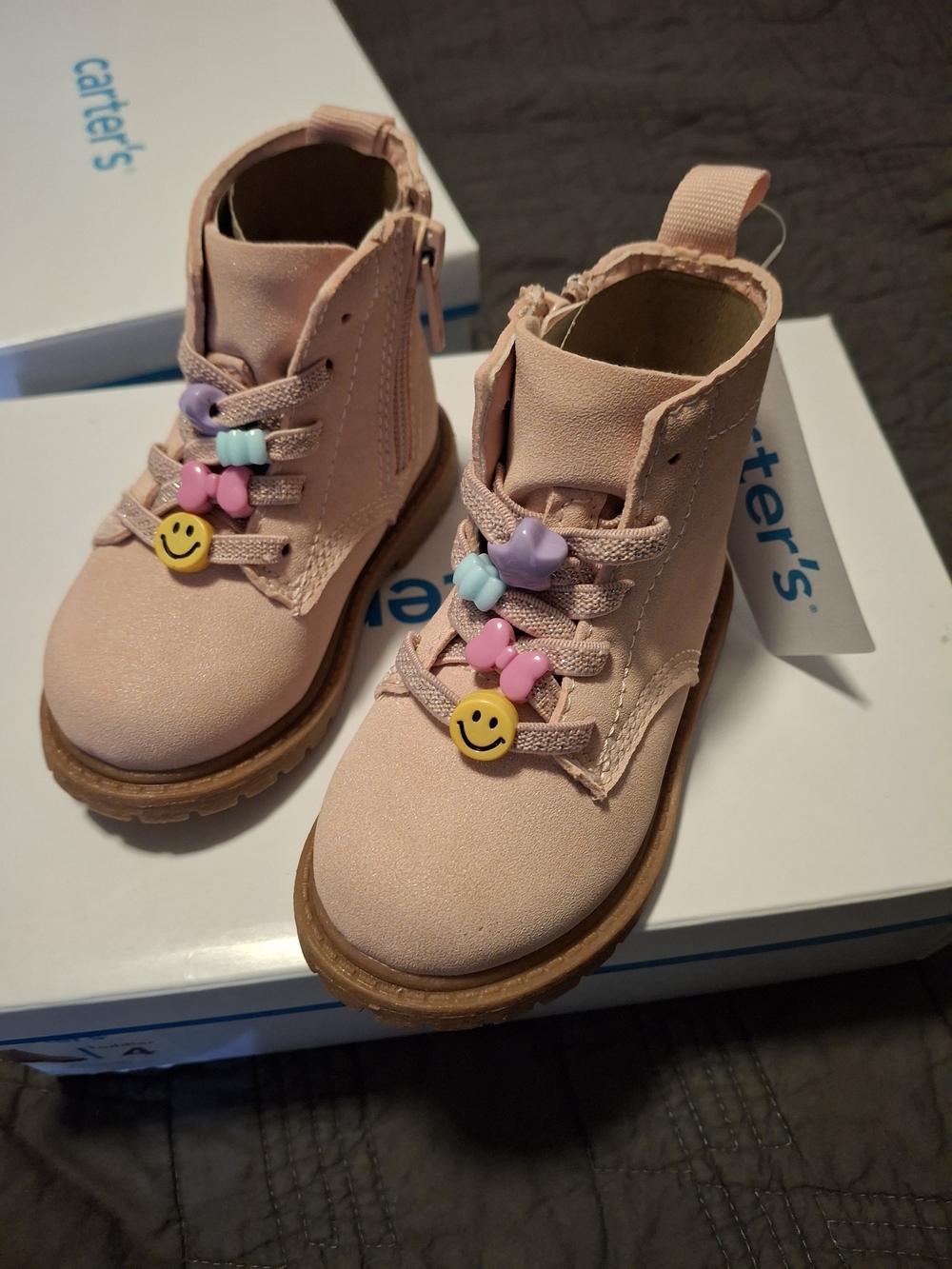 Carter's Pink Toddler Booties with Rugged Soles